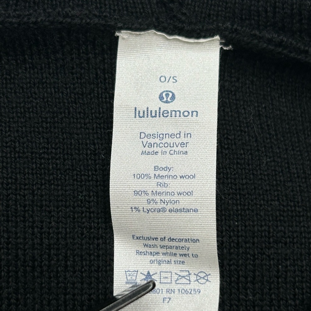 Lululemon Womens All In A Day Hooded Poncho One Size Black 100% Merino Wool Cozy - Picture 11 of 12